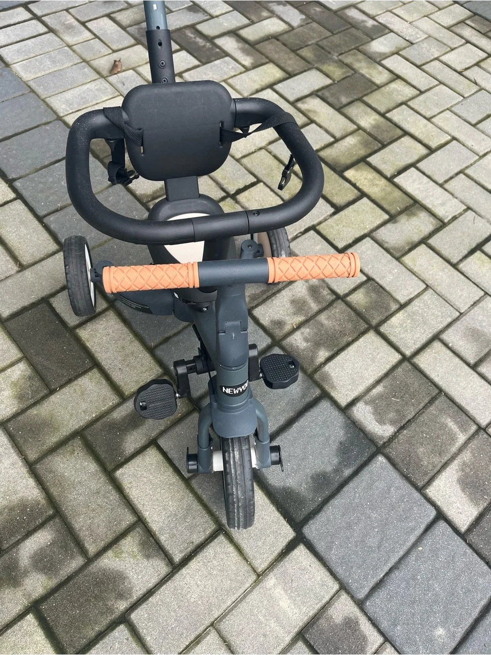 Kids Trike with Parental Push Handle - Gray and Tan